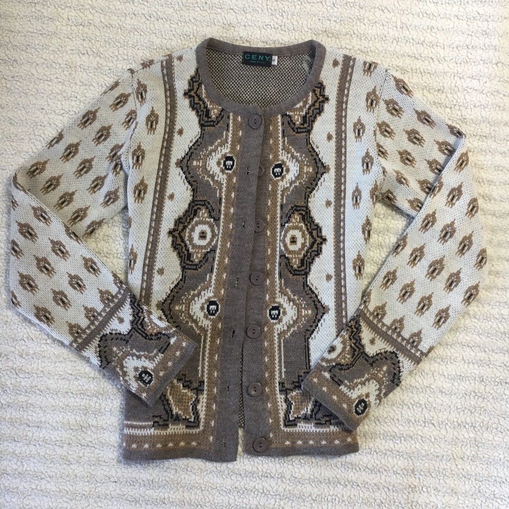 Ornate button up sweater